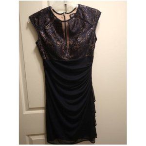 BETSY & ADAM Navy Sleeveless Above The Knee Dress